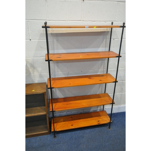 1276 - A MODERN FIVE TIER SHELVING UNIT, width 90cm x depth 32cm x height 152cm, a bookcase with four slidi... 