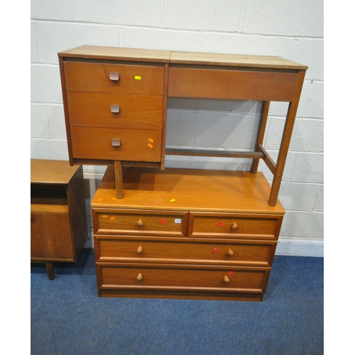 1278 - A SELECTION OF MID CENTURY TEAK FURNITURE, to include a G plan chest of two short over two long draw... 