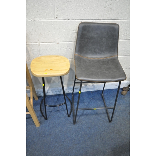 1290 - FOUR VARIOUS HIGH STOOLS, varying in shape, size, style, material, etc (condition report: all in ove... 