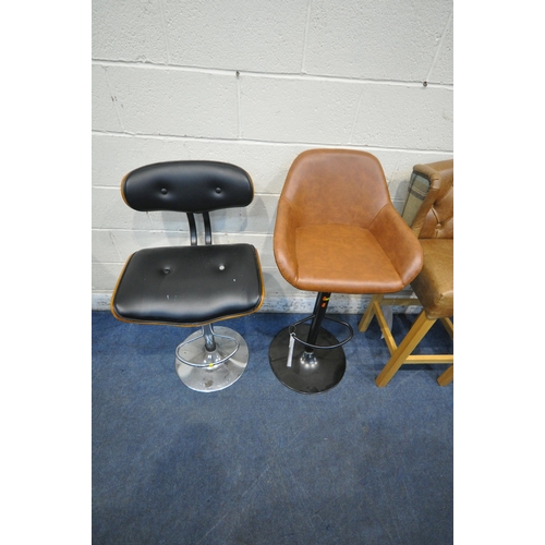 1291 - FOUR VARIOUS HIGH STOOLS, varying in shape, size, style, material, etc (condition report: all in ove... 