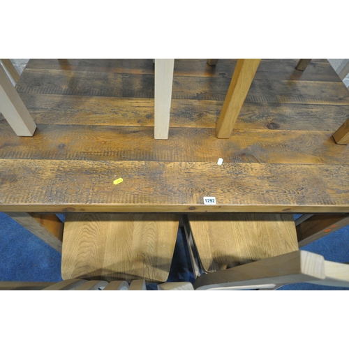 1292 - A MODERN RECTANGULAR DINING TABLE, width 126cm x depth 84cm x height 80cm, along with a set of five ... 