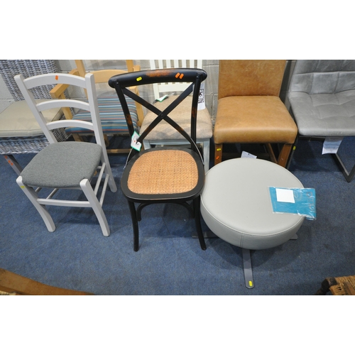 1295 - A VARIETY OF ODD CHAIRS, varying in shapes, sizes, styles, colours, materials, etc, along with a cir... 