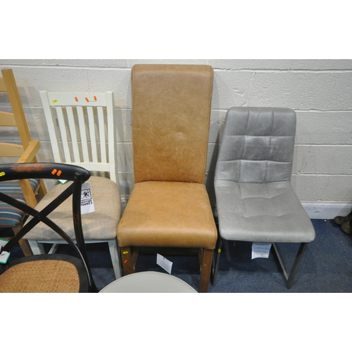 1295 - A VARIETY OF ODD CHAIRS, varying in shapes, sizes, styles, colours, materials, etc, along with a cir... 