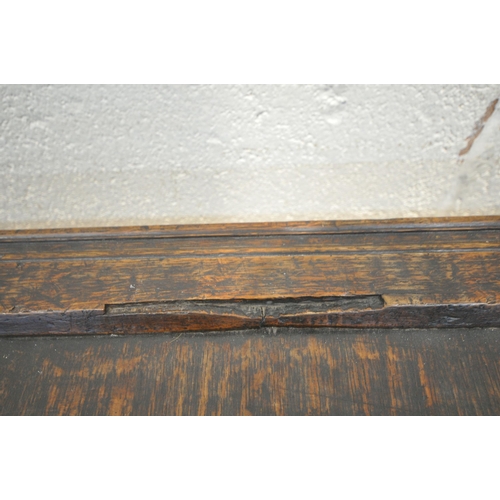 1318 - A GEORGIAN OAK COFFER, with a hinged lid, width 134cm x depth 58cm x height 78cm (condition report: ... 