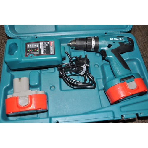 1072 - A MAKITA 8391D 18V DRILL with case two batteries and a DC1804T charger (PAT pass and working)