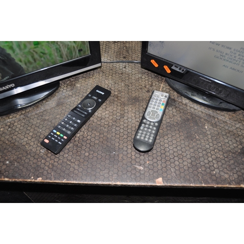 1074 - A SANYO 22in TV WITH REMOTE and a Ferguson 16in TV/DVD combi with remote (both PAT pass and working)... 