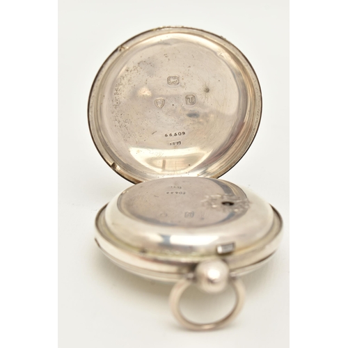 69 - A VICTORIAN SILVER CASED OPEN FACE POCKET WATCH, key wound movement, round dial, Roman numerals, pol... 