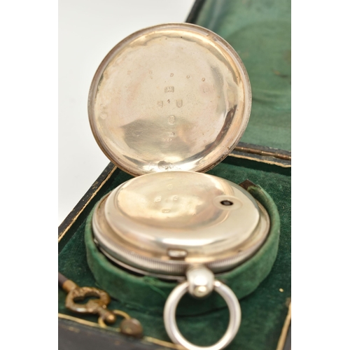 87 - A SILVER CASED POCKET WATCH, key wound movement, round white dial signed 'Stewart Dawson & Co Liverp... 