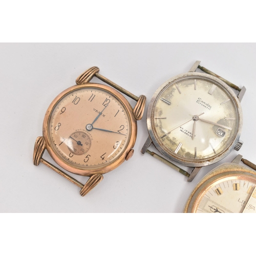 88 - FOUR WATCH HEADS, the first an automatic movement 'Sandoz', the other three all hand wound movements... 