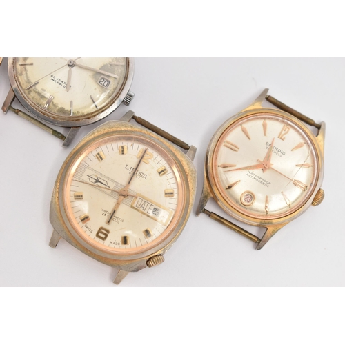 88 - FOUR WATCH HEADS, the first an automatic movement 'Sandoz', the other three all hand wound movements... 