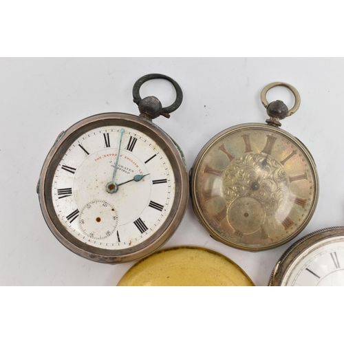 117 - THREE OPEN FACE POCKET WATCHES, the first a silver cased, 'The Express English Lever' 'J.G.Graves Sh... 