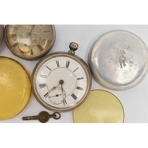 117 - THREE OPEN FACE POCKET WATCHES, the first a silver cased, 'The Express English Lever' 'J.G.Graves Sh... 