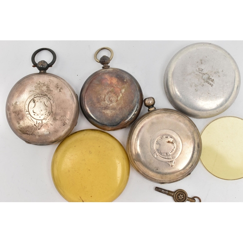 117 - THREE OPEN FACE POCKET WATCHES, the first a silver cased, 'The Express English Lever' 'J.G.Graves Sh... 