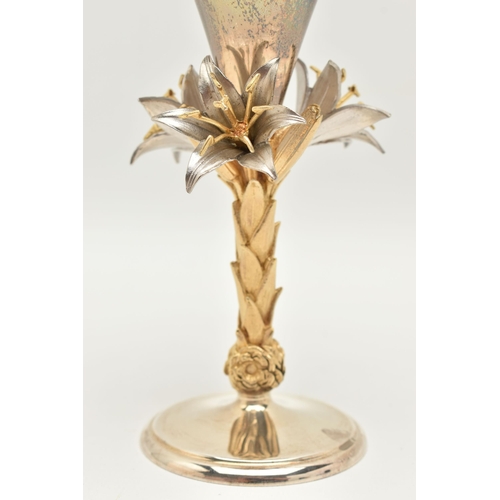 94 - A ELIZABETH II SILVER GOLBLET, Aurum silver gilt goblet, with a floral stem, approximate height 165m... 