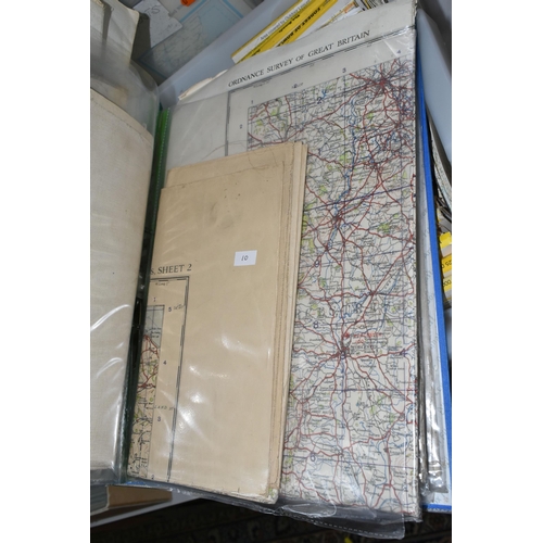 554 - TWO BOXES OF VINTAGE MAPS AND EPHEMERA, to include a collection of Ordnance Survey 'Outdoor Leisure'... 