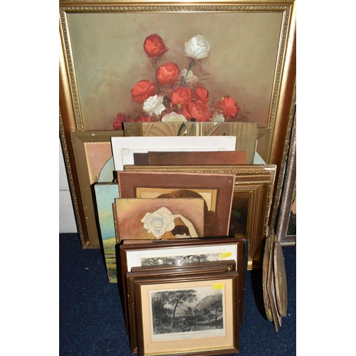 559 - A QUANTITY OF PAINTINGS AND PRINTS ETC, to include unframed oil on board portraits signed W. Ball, p... 