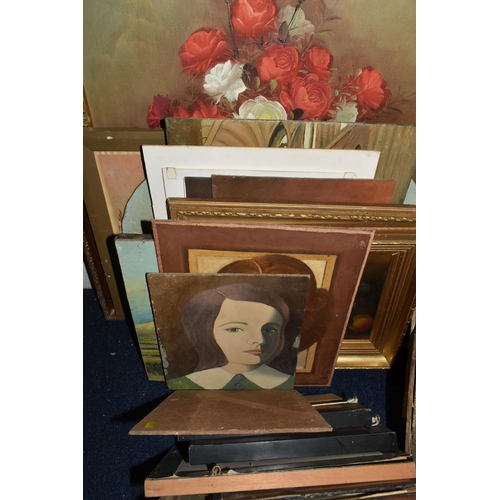 559 - A QUANTITY OF PAINTINGS AND PRINTS ETC, to include unframed oil on board portraits signed W. Ball, p... 