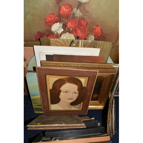 559 - A QUANTITY OF PAINTINGS AND PRINTS ETC, to include unframed oil on board portraits signed W. Ball, p... 