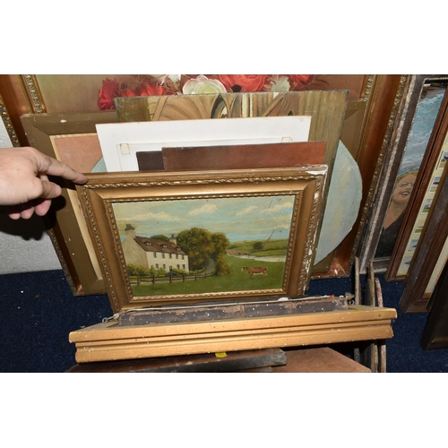 559 - A QUANTITY OF PAINTINGS AND PRINTS ETC, to include unframed oil on board portraits signed W. Ball, p... 