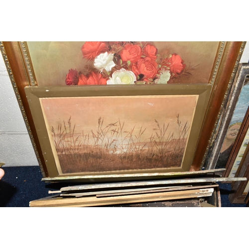 559 - A QUANTITY OF PAINTINGS AND PRINTS ETC, to include unframed oil on board portraits signed W. Ball, p... 