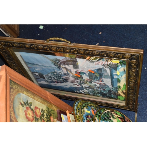 561 - A QUANTITY OF PICTURES AND PRINTS ETC, to include two modern oil on board miniature still life flowe... 