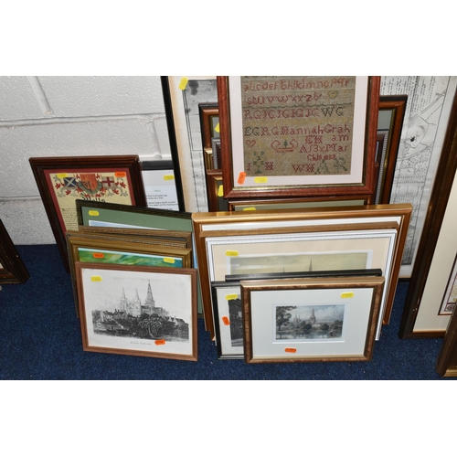 564 - A QUANTITY OF PICTURES AND PRINTS ETC, to include two landscape oils on canvas signed I. Cafieri, ap... 