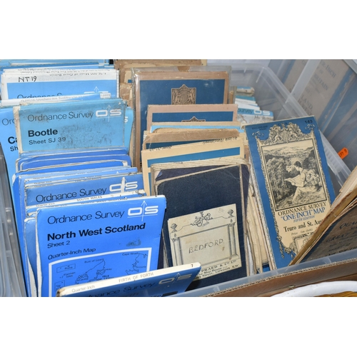 568 - FOUR BOXES OF ORDNANCE SURVEY MAPS, to include a quantity of 2.5'' 1:25000 scale maps, with some qua... 