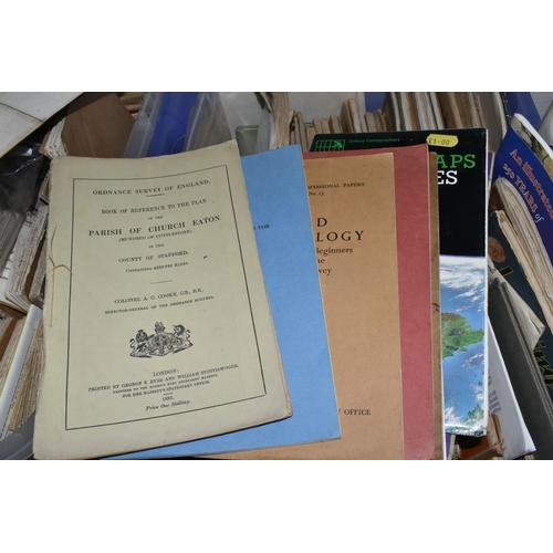 575 - TWO BOXES OF VINTAGE AND ANTIQUE MAPS, to include Ordnance Survey One-Inch, Contoured Road, Geologic... 