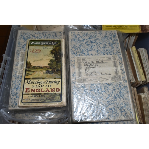 575 - TWO BOXES OF VINTAGE AND ANTIQUE MAPS, to include Ordnance Survey One-Inch, Contoured Road, Geologic... 