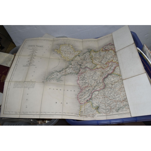 575 - TWO BOXES OF VINTAGE AND ANTIQUE MAPS, to include Ordnance Survey One-Inch, Contoured Road, Geologic... 