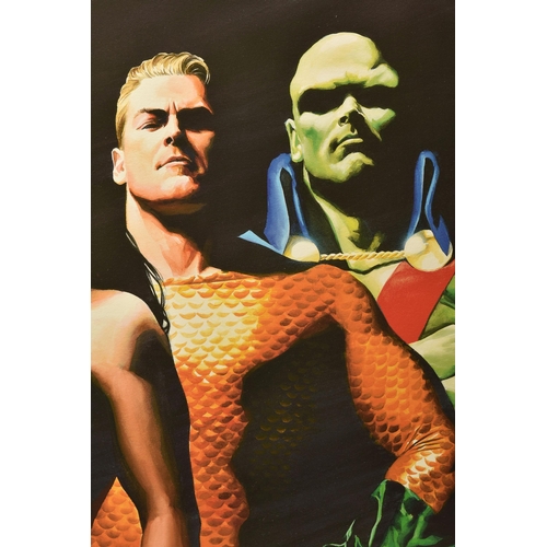 312 - ALEX ROSS (AMERICAN CONTEMPORARY) 'ORIGINAL SEVEN' portraits of Green Lantern, Flash, Superman, Batm... 