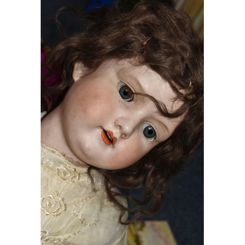 548 - ONE BOX OF VINTAGE DOLLS AND TOYS, to include a German Armand Marseilles porcelain doll, model 390 w... 