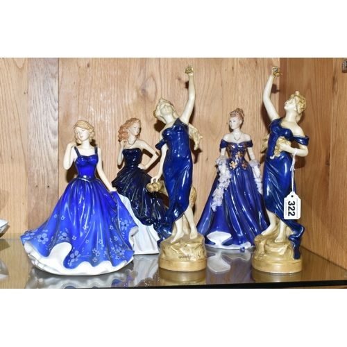 322 - A GROUP OF ROYAL DUX, ROYAL WORCESTER AND ROYAL DOULTON FIGURINES, comprising a pair of Royal Dux fi... 