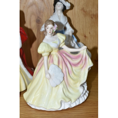 329 - SIX FIGURINES, comprising Royal Doulton Margaret HN2397, Pretty Ladies 'Belle: Petite of the Year 20... 