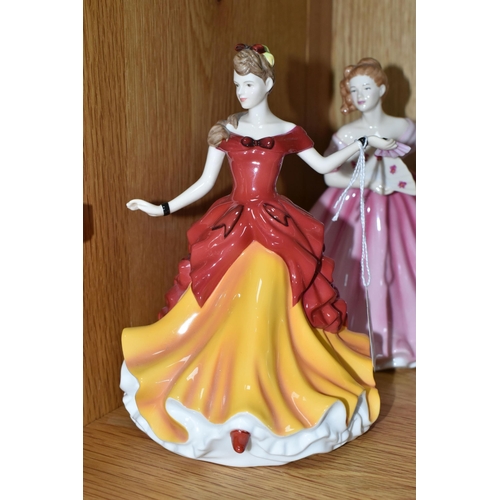 329 - SIX FIGURINES, comprising Royal Doulton Margaret HN2397, Pretty Ladies 'Belle: Petite of the Year 20... 