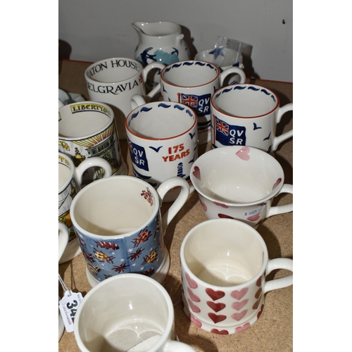 342 - A GROUP OF TWELVE EMMA BRIDGEWATER MUGS AND ONE MILK JUG, comprising a second quality 'Pink Hearts' ... 