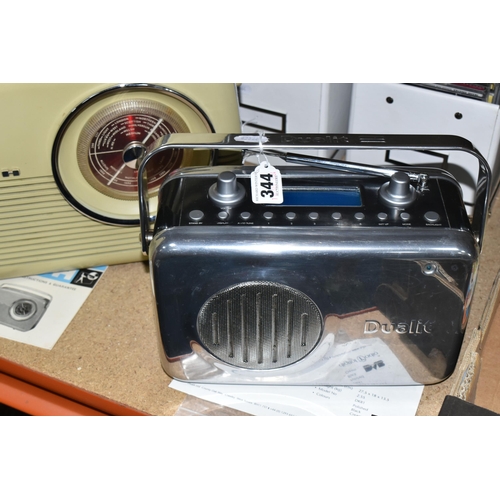 344 - A VINTAGE BUSH TR.82C PORTABLE RADIO, with a Dualit DAB/FM kitchen radio, neither tested, both appea... 