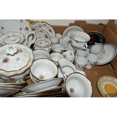 360 - FIVE BOXES OF ASSORTED TEAWARES to include a German tea set manufactured by Furstenberg comprising t... 