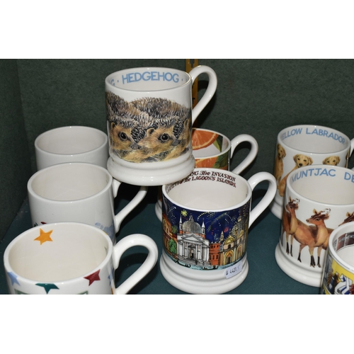 374 - TWELVE EMMA BRIDGEWATER HALF PINT MUGS, comprising 'Rainbow Toast Love is Love', 'X' mug, 'Cities of... 