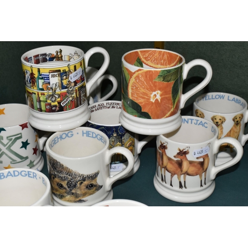 374 - TWELVE EMMA BRIDGEWATER HALF PINT MUGS, comprising 'Rainbow Toast Love is Love', 'X' mug, 'Cities of... 