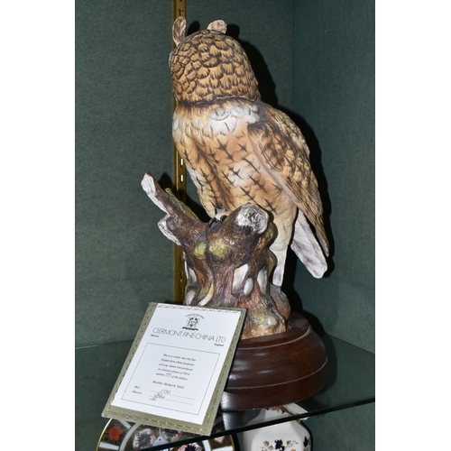 380 - A CLERMONT FINE CHINA 'LONG-EARED OWL' FIGURE, limited edition 55/100, with certificate and wooden b... 