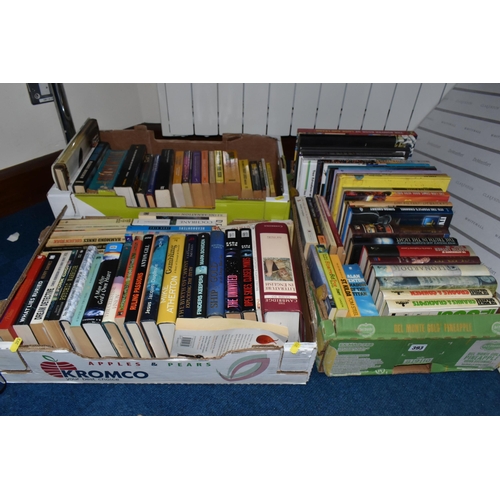 393 - THREE BOXES OF ASSORTED MODERN BOOKS, assorted fiction and non-fiction etc., majority appear in good... 