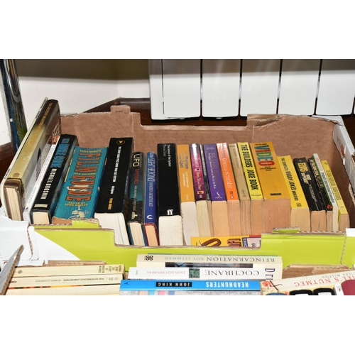 393 - THREE BOXES OF ASSORTED MODERN BOOKS, assorted fiction and non-fiction etc., majority appear in good... 