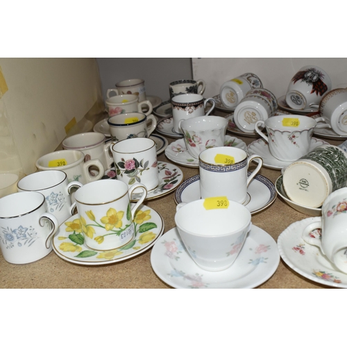 398 - A GROUP OF COFFEE CUPS AND SAUCERS FROM NAMED MANUFACTURERS comprising Wedgwood to include a Barlast... 