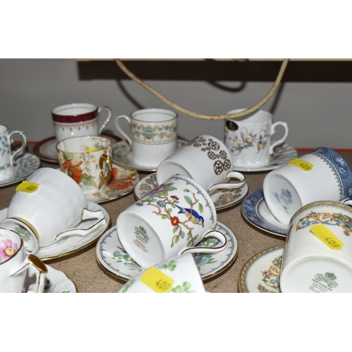 409 - A GROUP OF MOSTLY AYNSLEY COFFEE WARE to include various coffee cup and saucer sets to include Shang... 