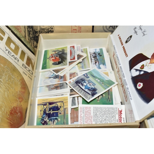 423 - One Box of Ephemera containing two cigar boxes 'trade' cards, three 1d albums of cigarette cards, a ... 