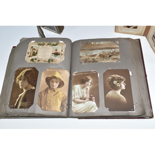 424 - Two Victorian/Edwardian Photograph Albums, both require restoration with a collection of portrait ph... 