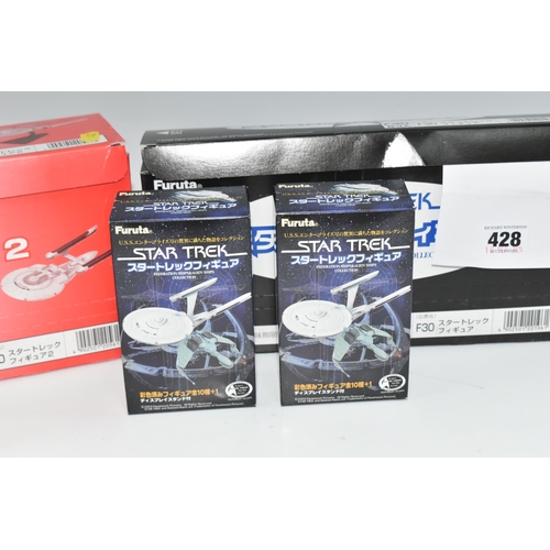 428 - TWO FURUTA STAR TREK FEDERATION SHIPS & ALIEN SHIPS COLLECTION SHOP DISPLAY BOXED SETS, each boxed s... 