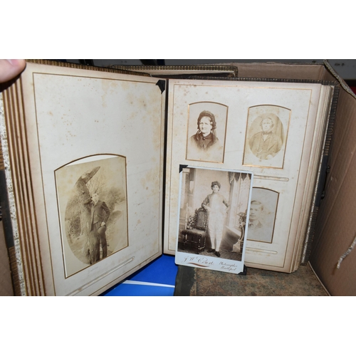 454 - ONE BOX OF EPHEMERA containing an electric collection of Scrapbooks, Photograph Albums, a Postcard A... 