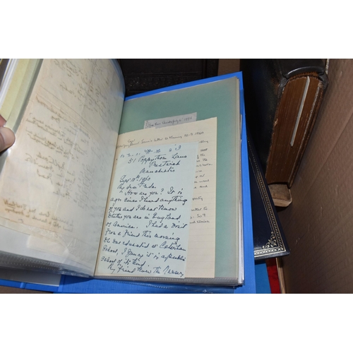 454 - ONE BOX OF EPHEMERA containing an electric collection of Scrapbooks, Photograph Albums, a Postcard A... 